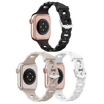 Силиконовый Ремешок Для Apple Watch Band 44мм 40мм 45мм 41мм 42мм 38мм 49мм Браслет iWatch Серии 5 6 3 1 SE 2 4 7 8 Ultra 0