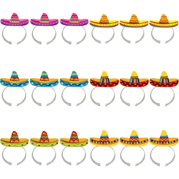 18 шт Бумажная повязка на голову Мексиканские шляпы Мексиканские головные уборы Сомбреро Декор для костюмов Повязки на голову Реквизит Макияж