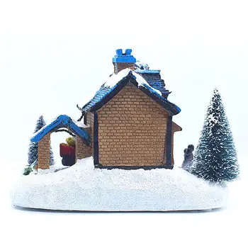 Рождественский домик деревенское освещение светодиодный акцент снеговики хижина декор для внутреннего стола