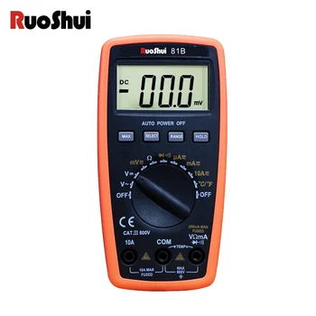RuoShui 81B Цифровой мультиметр с автоматическим диапазоном Мини-дизайн Удобное измерение сопротивления, тока, напряжения, температуры Карманным амперметром