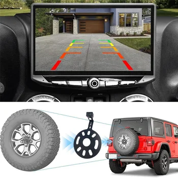 Резервная Камера Заднего Вида, Камера Заднего Вида на Запасном Колесе для Jeep Wrangler 2007-2018, Регулируемый Угол Объектива 1