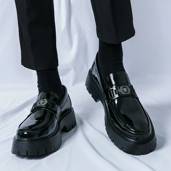 Молодежная мужская обувь в деловом стиле, галоши на низком каблуке, повседневные дерби с толстой подошвой.