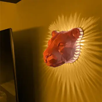 2023 Новый Настенный Бра с 3D Принтом Головы Животного Led Лев Спящий Ночник Стервятник Лампа Освещения Сна Статуя Животного Led Настенный Светильник 1