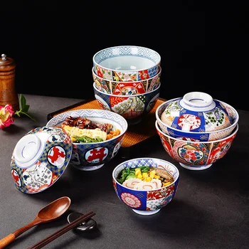 Чаша в японском стиле с крышкой Керамическая посуда Бытовая Креативная Чаша для ламианской лапши