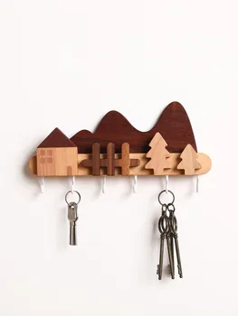 Креативная вешалка для ключей из массива дерева в европейском стиле, украшение гостиной, настенный крючок для пальто и шляпы, подвесные декоративные крючки 1