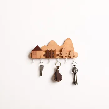 Креативная вешалка для ключей из массива дерева в европейском стиле, украшение гостиной, настенный крючок для пальто и шляпы, подвесные декоративные крючки 3