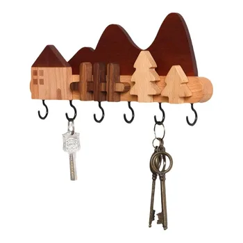Креативная вешалка для ключей из массива дерева в европейском стиле, украшение гостиной, настенный крючок для пальто и шляпы, подвесные декоративные крючки 4