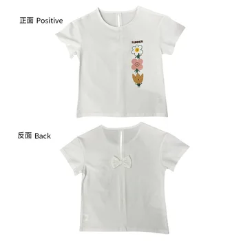 2023, Корея, Летние детские топы с короткими рукавами, футболка с круглым вырезом для младших девочек, одежда для девочек-подростков, хлопковая толстовка для девочек начальной школы 4