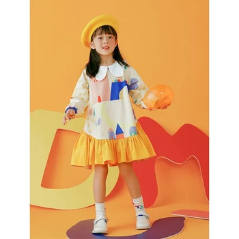Весенние платья с длинными рукавами для малышей, детское милое платье принцессы в стиле пэчворк, повседневная одежда для девочек 3