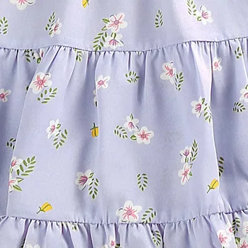 2023 Новые Детские платья для девочек Sweet Puff, Летние платья с коротким рукавом, праздничный костюм с цветочным принтом, детская одежда 3-7 лет 4