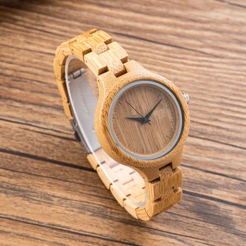 TJW T8003-2 Часы из натурального дерева, бамбук, креативные женские часы ручной работы из цельного дерева, Новые модные наручные часы с кварцевой шкалой 4