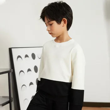 Толстовка MODX для младенцев и мальчиков, повседневные универсальные пуловеры в стиле пэчворк для детей 2-15 лет, одежда для школьников-подростков, топы 4