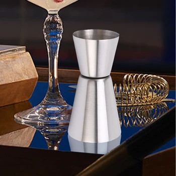Двойной джиггер, мерный стакан с круглым ободком и тонкой талией, джиггер из нержавеющей стали для бармена, барные принадлежности для бармена 1