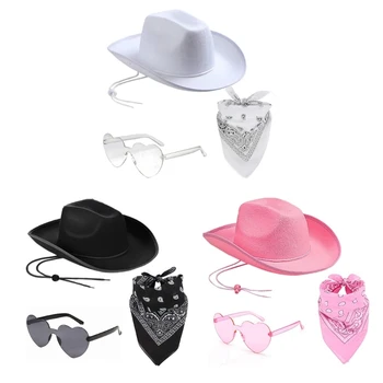 Цилиндр для ковбоя, солнцезащитные очки, Шарф, женский костюм для вечеринки, наряд для ночного клуба, Аксессуар для челнока
