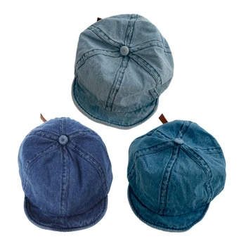 67JC Детская джинсовая шляпа, Солнцезащитная шляпа, Ветрозащитная бейсболка, регулируемая по мягким полям Шляпа для мальчиков, модная детская рыбацкая шляпа Унисекс для девочек