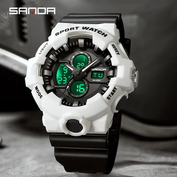 SANDA Мужские часы Лидирующий бренд 50-метровые водонепроницаемые военные кварцевые наручные часы со светодиодным будильником Спортивные часы Мужские relogios masculino 3131 1