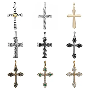 Одинарная подвеска с крестом Дэвида Юрмана украшена цирконием, подходящим для ожерелья, без сочетания с мужчиной или женщиной 0