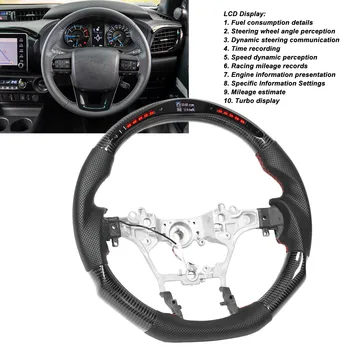 Рулевое колесо автомобиля Светодиодные индикаторы дисплея из углеродного волокна Рулевое колесо с плоским дном D-типа для Toyota Hilux Fortuner 2023 5