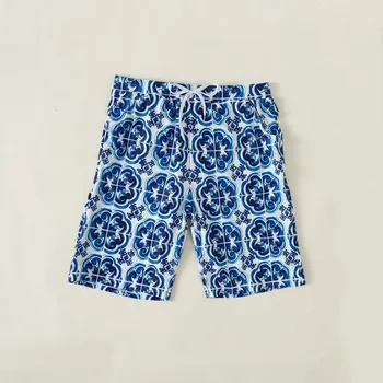 Модные мужские плавки с синими цветами для мальчиков, купальники, спортивные шорты для серфинга, плавательные штаны для пляжного волейбола