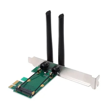 Беспроводная карта WiFi Mini PCI-E Express к адаптеру PCI-E с 2 внешними антенными для ПК