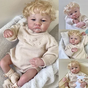 18-дюймовая кукла Levi Awake Reborn Baby Doll с белыми волосами, мягким телом, размером с новорожденного ребенка, 3D-оттенком кожи с видимыми венами, коллекционная кукла