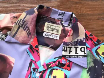 23SS Новый Фасон
 Рубашка Wacko Maria Рубашки Мужские женские высокого качества в Гавайском пляжном стиле с карманом на лацкане, уличная верхняя рубашка, технологичная одежда 3