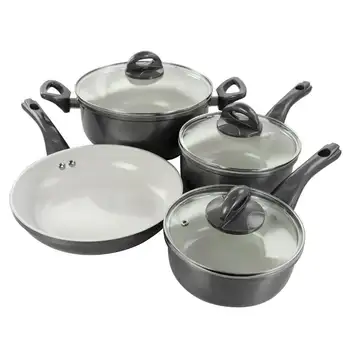 Набор алюминиевой посуды с антипригарным покрытием Hestonville из 7 предметов серого цвета с бакелитовыми ручками, кухонные принадлежности для приготовления пищи 0