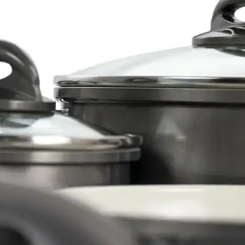 Набор алюминиевой посуды с антипригарным покрытием Hestonville из 7 предметов серого цвета с бакелитовыми ручками, кухонные принадлежности для приготовления пищи 2