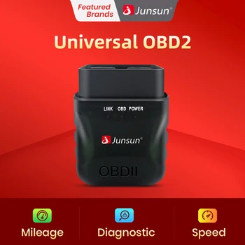Junsun Mini OBD 2 Сканер Bluetooth-совместимый 5.0 V1.5/V2.1 Для Android IOS Автомобильный радиоприемник Адаптер Для Android 10.0 Автомобильный радиоприемник 0