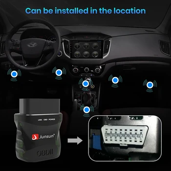 Junsun Mini OBD 2 Сканер Bluetooth-совместимый 5.0 V1.5/V2.1 Для Android IOS Автомобильный радиоприемник Адаптер Для Android 10.0 Автомобильный радиоприемник 4