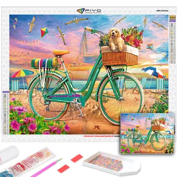 5d Алмазная живопись Новые поступления Наборы для вышивания крестиком с велосипедным пейзажем, мозаика для собак, домашний декор животных