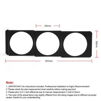 Тройной держатель 52 мм x 3 калибра, Съемная панель - Стандартный разъем для стереоприемника на один Din 3