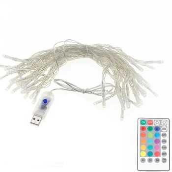 16 Изменяющих Цвет RGB 10 М USB Светодиодных декоративных гирлянд с гирляндами 5 В с USB управлением Свадебный Рождественский Декор для патио на открытом воздухе