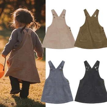 Детское платье 2023, новинка зимы-осени, бренд KS, вельветовые платья для девочек с милыми ремешками