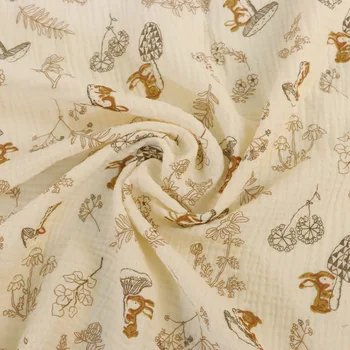 Хлопчатобумажная двухслойная креповая ткань с принтом, Весенне-летнее одеяло, Детские хлопчатобумажные пижамы с принтом, Домашняя одежда, Марлевая ткань с принтом 3