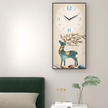 Настенные часы с декоративной росписью в скандинавском стиле, гостиная, современный минимализм, творческая личность, часы с немой сеткой, красный лось, 30X60 см