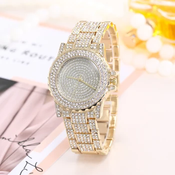 Роскошные женские кварцевые часы с круглым светом и бриллиантами + браслет в стиле панк-крыло 4
