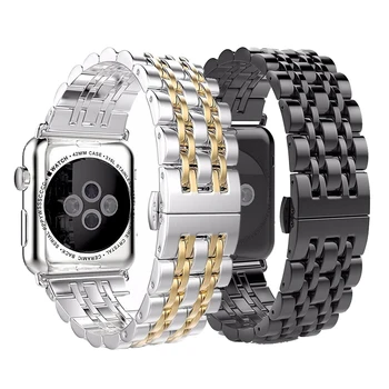 Ремешок для Apple Watch band 44мм 40мм 45мм 49мм 42мм 41мм 38мм металлический браслет Correa из нержавеющей стали iwatch 3 4 5 6 se 7 8 ultra