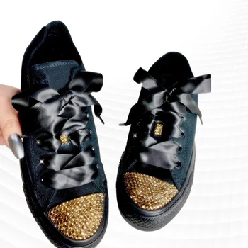 Модные новые золотые парусиновые туфли с рисунком в виде бриллиантов, популярные удобные повседневные кроссовки