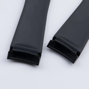 20 мм Черный мягкий водонепроницаемый силиконовый резиновый ремешок для часов Rolex Ремешок для Submariner GMT Daytona Yacht Браслет с изогнутым концом 4