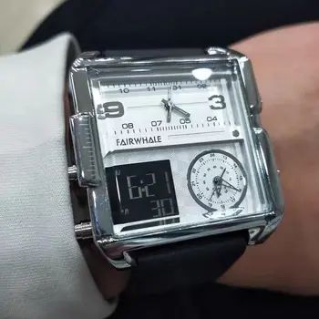 Роскошные мужские часы Mark Fairwhale с хронографом, водонепроницаемые кварцевые часы, модные светящиеся квадратные электронные наручные часы Man 2023