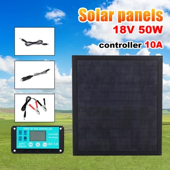 Гибкая солнечная панель мощностью 50 Вт Зарядное устройство 18 В с контроллером Блок питания солнечных элементов для автомобиля Яхты RV Наружный аккумулятор