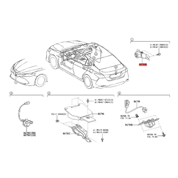 86790-06100 Камера Заднего Вида Автомобиля, Установленная На Решетке Системы Помощи При Парковке для Toyota Camry 2017-2019 В сборе С Камерой Объемного Звучания 1