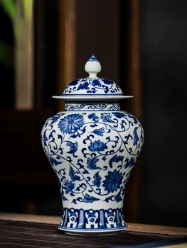 Керамическая ваза Цзиндэчжэнь Сине-белый Фарфоровый кувшин ручной росписи для китайского чая в гостиной 0