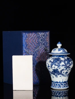Керамическая ваза Цзиндэчжэнь Сине-белый Фарфоровый кувшин ручной росписи для китайского чая в гостиной 4